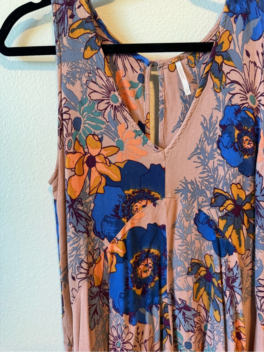 Free People Mauve Pink Tunic with Blue & Orange Floral Print - Picture 3 of 8